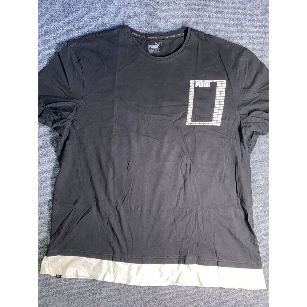 PUMA Tee Shirt Mens XL Black Knit Keep You Dry Short Sleeve Crew Neck Pullover